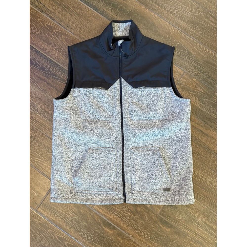 Ascend Black Gray Vest Full Zip Sleeveless Fleece Lined Outdoor Western‎ Hiking